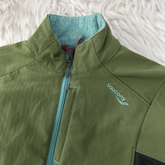 Saucony womens green athletic jacket fitted full zip size XS EUC - Picture 3 of 12